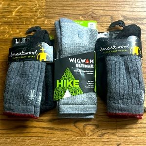 2 pair of large smartwool socks and 1 pair of wigwam large